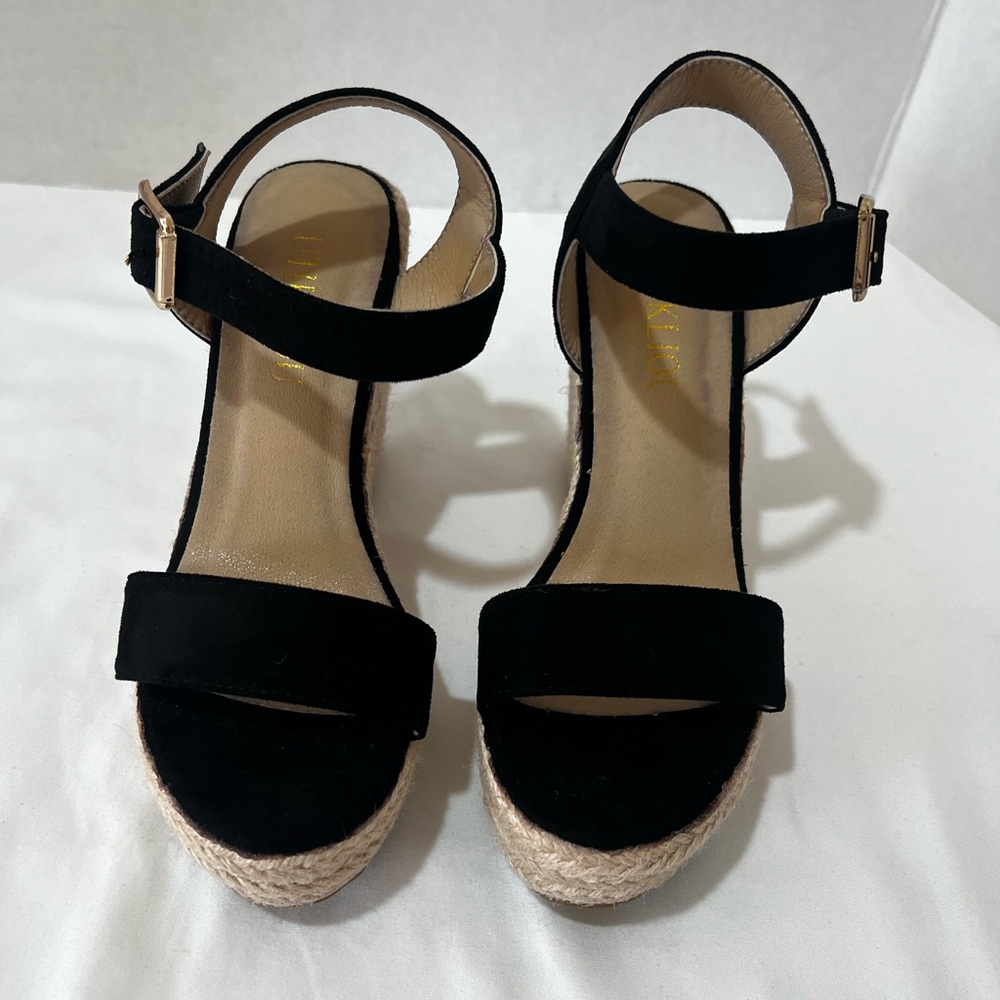 Elegant Black Wedge Sandals